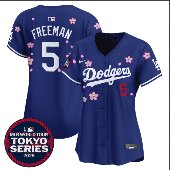 Women Los Angeles Dodgers #5 Freeman Tokyo Series 2025 blue Limited Stitched Jersey->women mlb jersey->Women Jersey